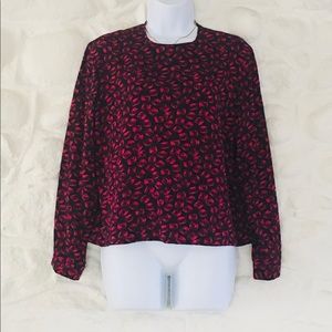 Albert Nikon 100% Silk Blouse black/pink pattern